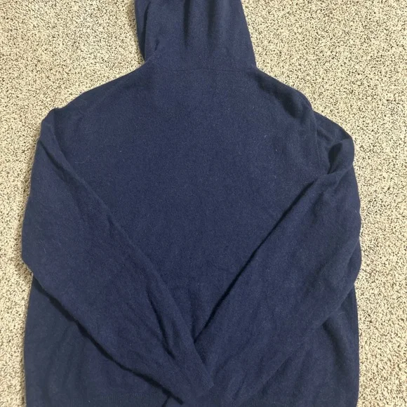 Polo Ralph Lauren Men’s Blue Cashmere Washable Hooded Sweater Size Large EUC
